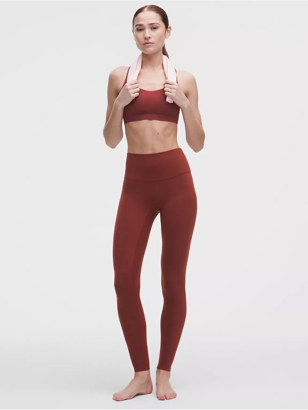 Lululemon Rust Clay High-Waist Leggings & Sports Bra Set